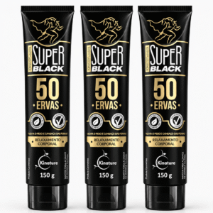 Kit com 3 Pomadas Massageadoras Super Black 50 Ervas, com 150 g